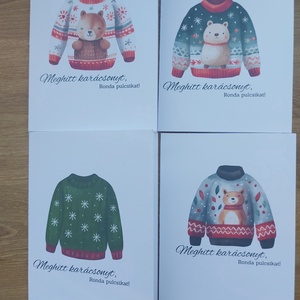 Karácsonyi ronda pulcsi képeslap csomag - print - karácsony - karácsonyi ajándékozás - karácsonyi képeslap, üdvözlőlap, ajándékkísérő - Meska.hu