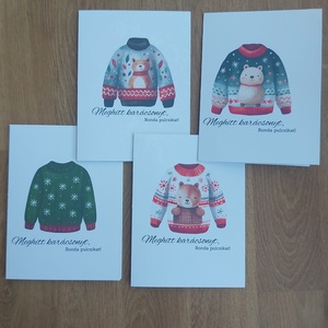 Karácsonyi ronda pulcsi képeslap csomag - print - karácsony - karácsonyi ajándékozás - karácsonyi képeslap, üdvözlőlap, ajándékkísérő - Meska.hu