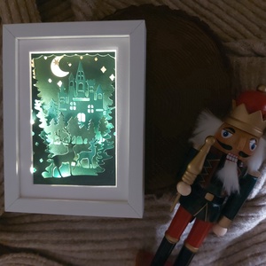 Téli erdő karácsonyi képkeret, shadowbox - karácsony - karácsonyi lakásdekoráció - karácsonyi fénydekoráció - Meska.hu