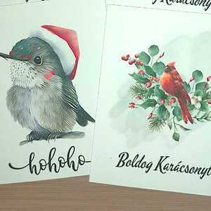 Karácsonyi madaras képeslap csomag - print - karácsony - karácsonyi ajándékozás - karácsonyi képeslap, üdvözlőlap, ajándékkísérő - Meska.hu