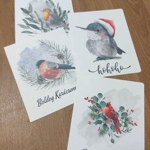 Karácsonyi madaras képeslap csomag - print - karácsony - karácsonyi ajándékozás - karácsonyi képeslap, üdvözlőlap, ajándékkísérő - Meska.hu
