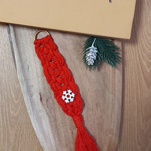 Könyvjelző - makramé piros , hópihe, Könyv & Zene, Könyvjelző, Csomózás, Fonás (csuhé, gyékény, stb.), MESKA