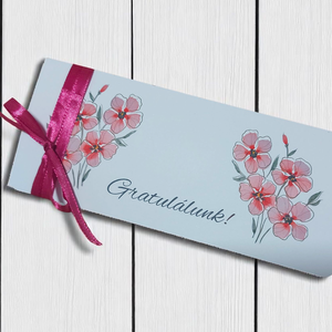 Esküvői pénzátadó boríték - rózsaszín virágos, Esküvő, Emlék & Ajándék, Nászajándék, Esküvői pénzátadó boríték, kártya, Papírművészet, Mindenmás, MESKA