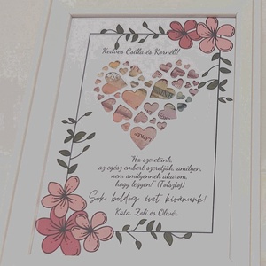 Esküvői pénzátadó képkeret - szívek 2., Esküvő, Emlék & Ajándék, Nászajándék, Esküvői pénzátadó képkeret, Papírművészet, MESKA