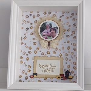 Fényképes képkeret - kávés, Otthon & Életmód, Dekoráció, Kép & Falikép, Képkeret, Papírművészet, Mindenmás, MESKA