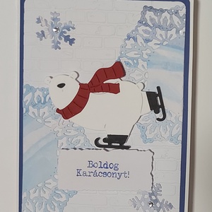 Karácsonyi képeslap - jegesmaci 1. - karácsony - karácsonyi ajándékozás - karácsonyi képeslap, üdvözlőlap, ajándékkísérő - Meska.hu