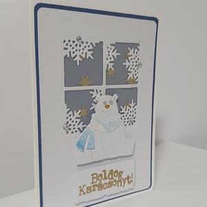 Karácsonyi képeslap - jegesmaci 2. - karácsony - karácsonyi ajándékozás - karácsonyi képeslap, üdvözlőlap, ajándékkísérő - Meska.hu