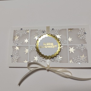 Karácsonyi pénzátadó - mini jégvirágos - karácsony - karácsonyi ajándékozás - karácsonyi képeslap, üdvözlőlap, ajándékkísérő - Meska.hu