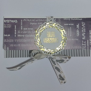 Karácsonyi pénzátadó - fekete csikos - karácsony - karácsonyi ajándékozás - karácsonyi képeslap, üdvözlőlap, ajándékkísérő - Meska.hu