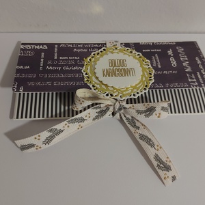 Karácsonyi pénzátadó - fekete csikos - karácsony - karácsonyi ajándékozás - karácsonyi képeslap, üdvözlőlap, ajándékkísérő - Meska.hu