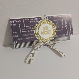 Karácsonyi pénzátadó - fekete csikos, Karácsony, Karácsonyi ajándékozás, Karácsonyi képeslap, üdvözlőlap, ajándékkísérő, Papírművészet, Mindenmás, MESKA