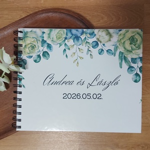 Esküvői vendégkönyv , emlékkönyv - zöld bazsarózsa, Esküvő, Emlék & Ajándék, Vendégkönyv, Fotó, grafika, rajz, illusztráció, Könyvkötés, Tedd emlékezetessé életetek egyik legszebb napját!
Ebbe az elegáns vendégkönyvbe hagyhatnak maradan..., MESKA