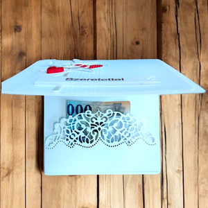 Fehér szíves pénzatadó boríték - otthon & életmód - papír, írószer - ajándékozás kellékei - pénzátadó boríték - Meska.hu