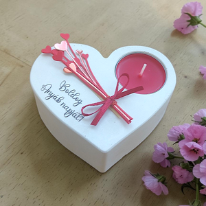 Anyák napi szív mécsestartó - szívvirágos, Otthon & Életmód, Gyertya, illat, aroma, Mécses és mécsestartó, , MESKA