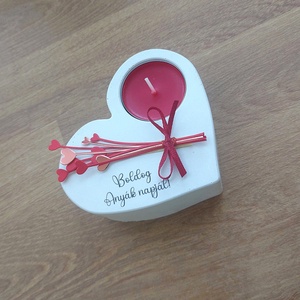 Anyák napi szív mécsestartó - szívvirágos - otthon & életmód - gyertya, illat, aroma - mécses és mécsestartó - Meska.hu