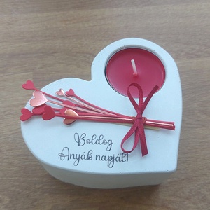 Anyák napi szív mécsestartó - szívvirágos - otthon & életmód - gyertya, illat, aroma - mécses és mécsestartó - Meska.hu