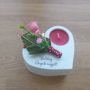 Anyák napi szív mécsestartó - csokros - otthon & életmód - gyertya, illat, aroma - mécses és mécsestartó - Meska.hu