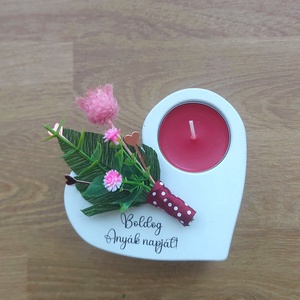 Anyák napi szív mécsestartó - csokros, Otthon & Életmód, Gyertya, illat, aroma, Mécses és mécsestartó, Gipszöntés, Mindenmás, MESKA