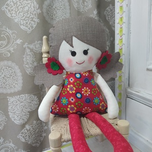 Piros - textil baba - Meska.hu