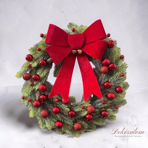 Karácsonyi kopogtató, Karácsony, Adventi díszek, Adventi ajtódísz, Virágkötés, MESKA