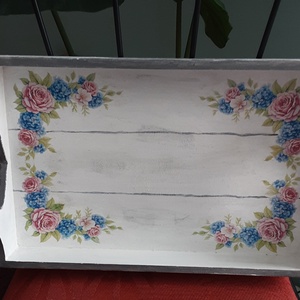 Rusztikus tálca, Otthon & Életmód, Konyhafelszerelés, tálalás, Tálalás, Tálca, Decoupage, transzfer és szalvétatechnika, MESKA