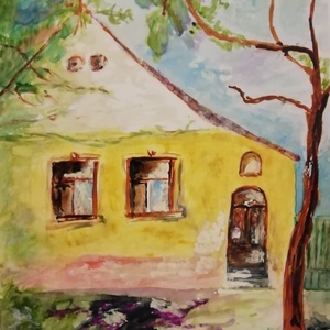 Régi ház - egyedi akvarell festmény - Meska.hu