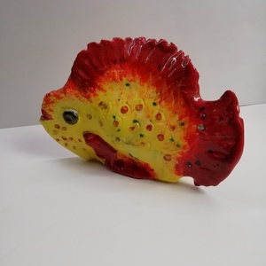 Vörös uszonyú kerámia hal, Otthon & Lakás, Dekoráció, Dísztárgy, Kerámia, MESKA