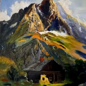 Kis ház a völgyben , Művészet, Festmény, Olajfestmény, Festészet, MESKA