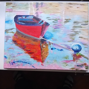 Kikötő,  pirkadat, , Festészet, MESKA