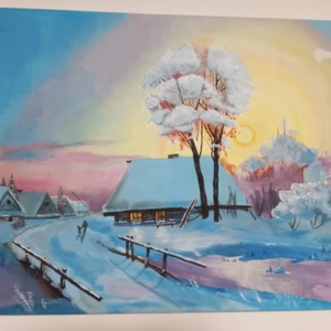 Téli fények 50x70cm, Művészet, Festmény, Olajfestmény, Festészet, MESKA