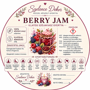 Berry Jam illatgyertya kézzel öntött és festett szelencében - karácsony - karácsonyi lakásdekoráció - karácsonyi illatgyertya, mécses - Meska.hu