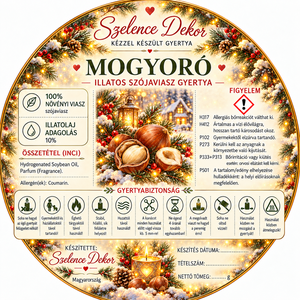 Mogyoró illatgyertya kézzel öntött és festett szelencében - karácsony - karácsonyi lakásdekoráció - karácsonyi illatgyertya, mécses - Meska.hu