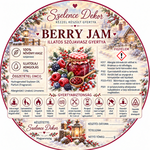 Berry Jam illatgyertya kézzel öntött és festett szelencében - karácsony - karácsonyi lakásdekoráció - karácsonyi illatgyertya, mécses - Meska.hu
