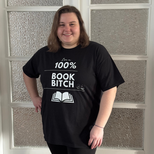 Fekete könyves póló - I'am a 100% book bitch felirattal, Ruha & Divat, Női ruha, Póló, felső, Fotó, grafika, rajz, illusztráció, MESKA