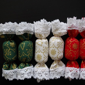 Elegáns karácsonyi mintás textil szaloncukor -  - Meska.hu