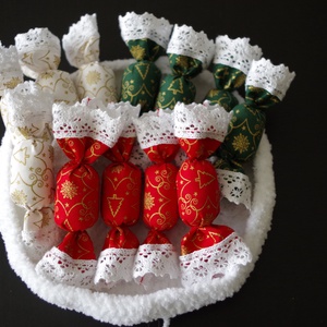 Elegáns karácsonyi mintás textil szaloncukor - Meska.hu
