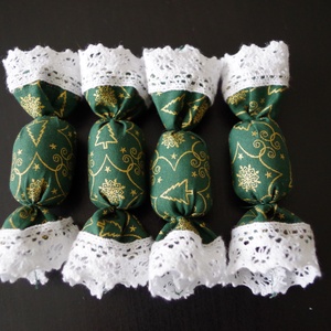 Elegáns karácsonyi mintás textil szaloncukor -  - Meska.hu