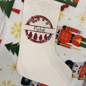 Személyre Szóló Karácsonyi Zokni Vászonból � Egyedi Névvel - karácsony - mikulás - mikulás csizma és zokni - Meska.hu