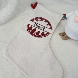 Személyre Szóló Karácsonyi Zokni Vászonból � Egyedi Névvel - karácsony - mikulás - mikulás csizma és zokni - Meska.hu