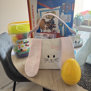 Egyediesített nyuszis nagy kosár - ünnepi díszek, dekorációk - húsvéti díszek és dekorációk - húsvéti kosár - Meska.hu