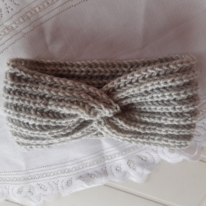 Kötött női fejpánt,fülvédő hamuszürke -  - Meska.hu