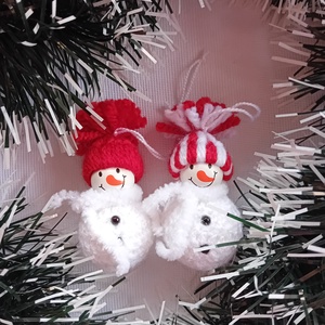 Horgolt hóember karácsonyfadísz, Karácsony, Karácsonyi lakásdekoráció, Karácsonyfadíszek, Horgolás, MESKA