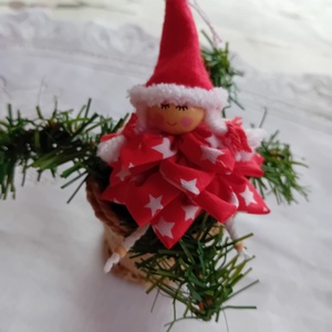 Textil karácsonyi figura-manótündér, Karácsony, Karácsonyi lakásdekoráció, Karácsonyfadíszek, Mindenmás, MESKA