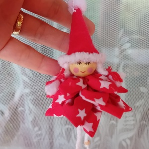 Textil karácsonyi figura-manótündér - karácsony - karácsonyi lakásdekoráció - karácsonyfadíszek - Meska.hu