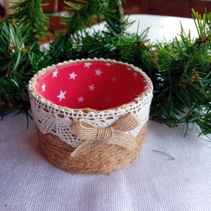 Karácsonyi mini kerek tartó, dísztárgy, Karácsony, Karácsonyi lakásdekoráció, Karácsonyi lakásdíszek, Mindenmás, MESKA