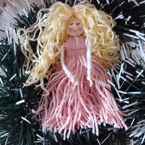 Karácsonyi fonal angyal - karácsony - karácsonyi lakásdekoráció - karácsonyfadíszek - Meska.hu