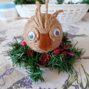 Karácsonyi bagoly asztalsísz, Karácsony, Karácsonyi lakásdekoráció, Ünnepi asztaldekoráció, Mindenmás, MESKA