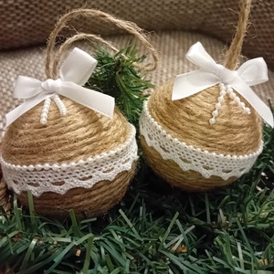 Karácsonyfadísz, natúr gömb dekoráció  - karácsony - karácsonyi lakásdekoráció - karácsonyfadíszek - Meska.hu