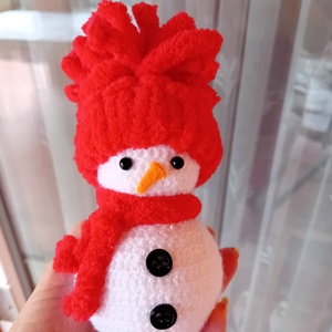 Horgolt hóember figura - karácsony - karácsonyi lakásdekoráció - karácsonyi manók, figurák - Meska.hu