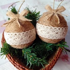 Karácsonyfadísz, natúr gömb dekoráció, Karácsony, Karácsonyi lakásdekoráció, Karácsonyfadíszek, Mindenmás, MESKA